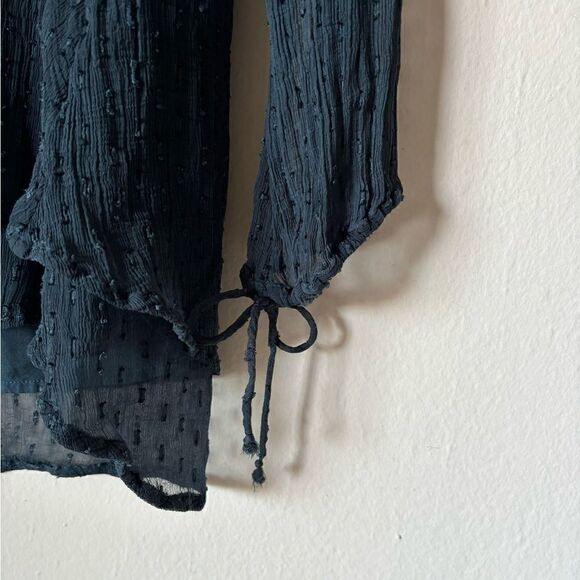 Free People Daliah Mini Blue Dress Long Sleeve Deep Blouse Size XS - Picture 9 of 11